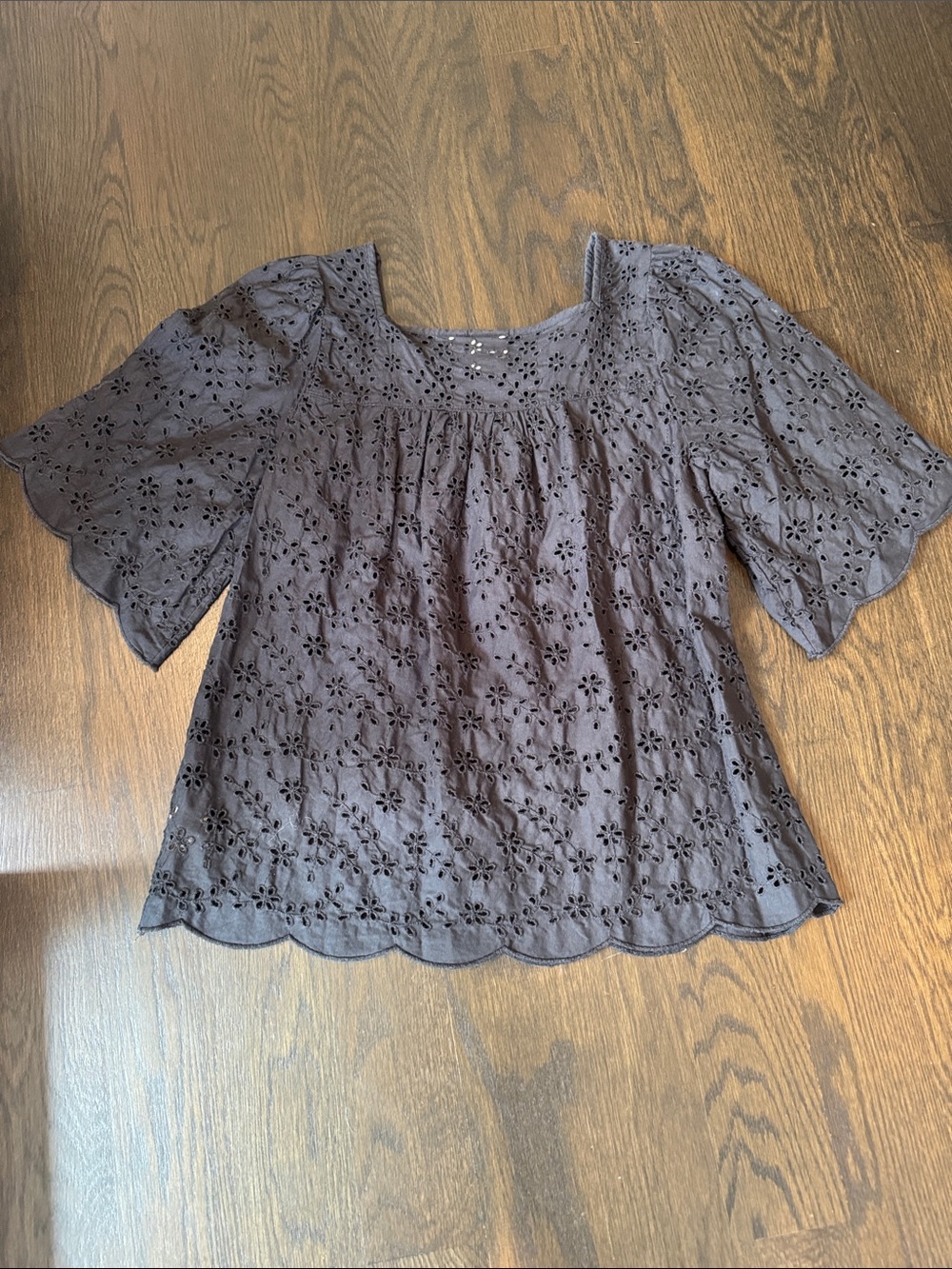 GAP Black Eyelet Square-Neck Blouse - Picture 3 of 4